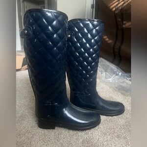 Hunter Quilted Navy Winter Rain Boots